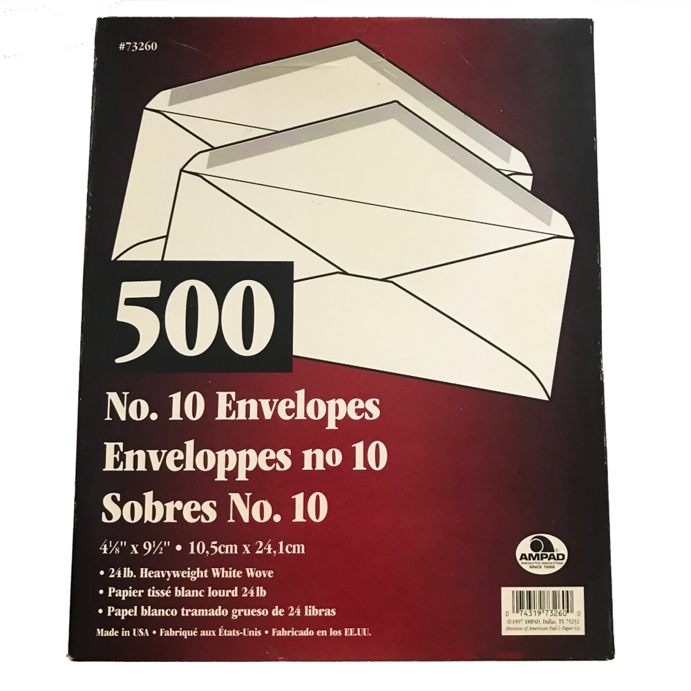 AMPAD NO. 10 ENVELOPES - 500 COUNT
